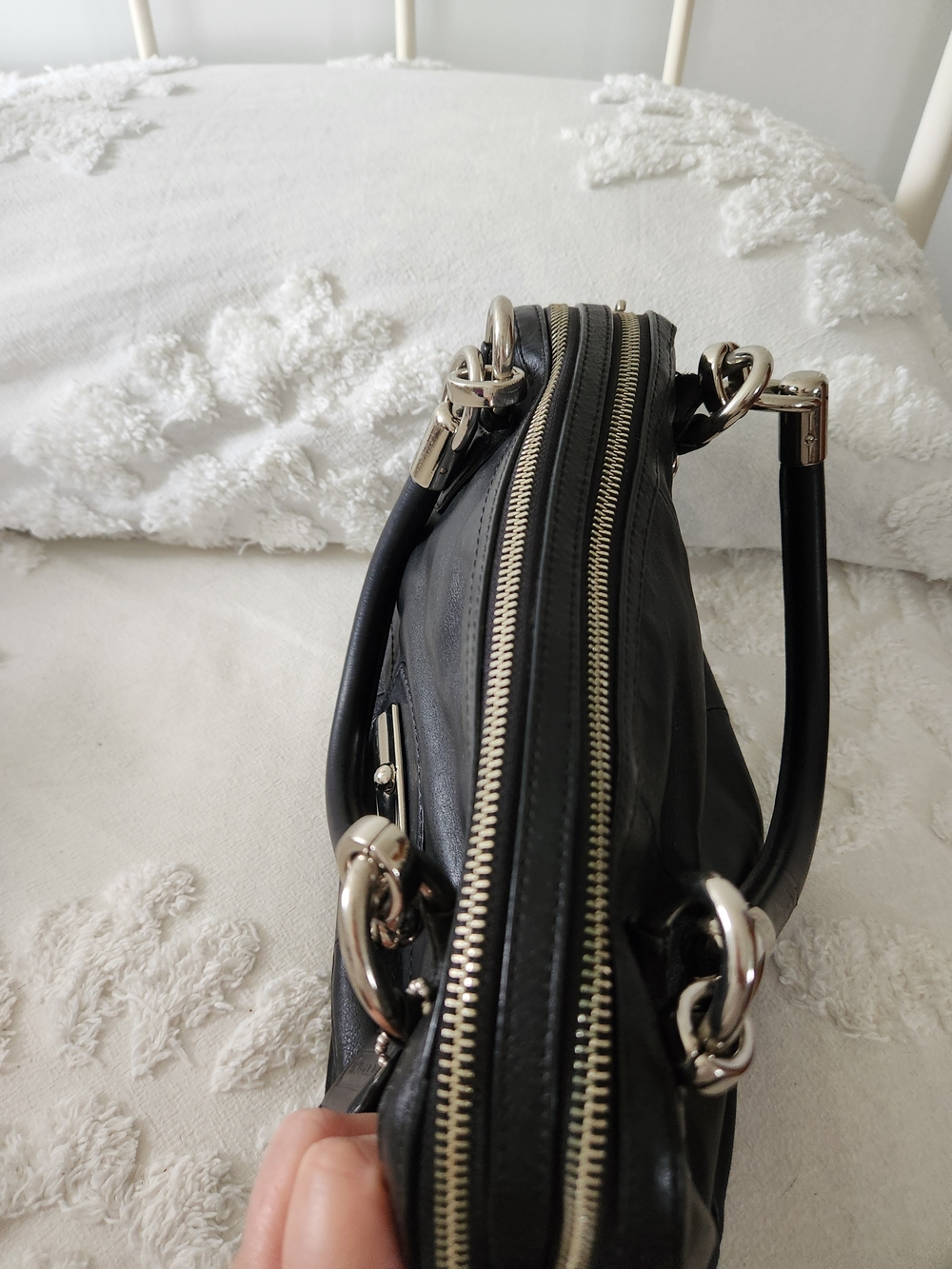 Coach Black Leather Kristin Satchel Handbag L1294-F22304 - Picture 11 of 15